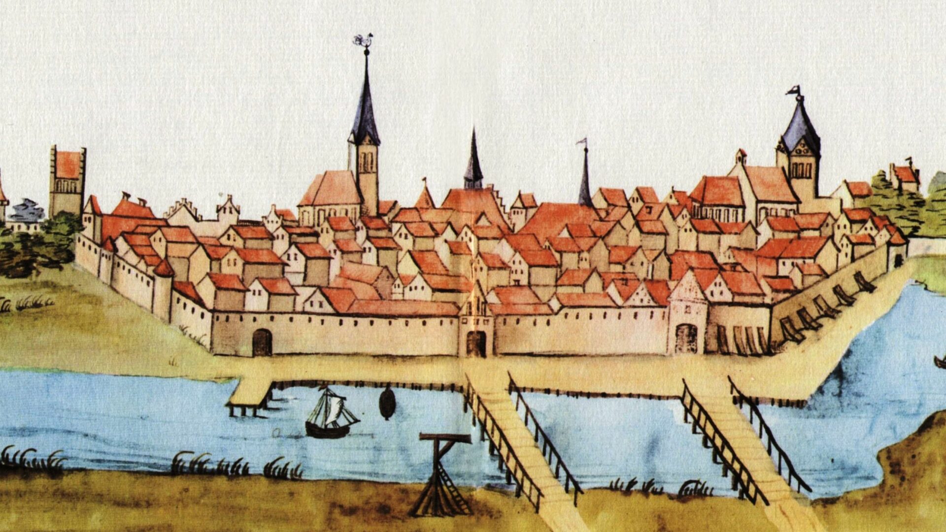 Anklamer Stadtansicht um 1615 aus der Stralsunder Bilderhandschrift / Stadtarchiv Stralsund