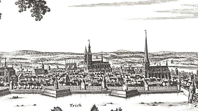Stralsund, Stadtansicht von Mathaeus Merian, 1652