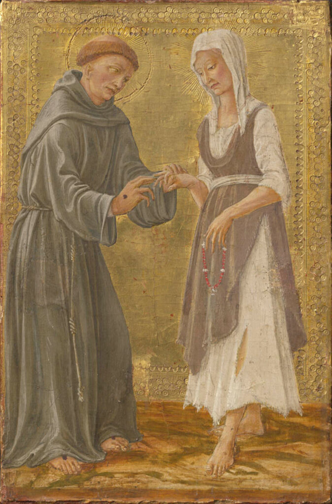 Der hl. Franziskus vermählt sich mit der Armut, Malerei von Lorenzo di Pietro, um 1460 / www.sammlung.pinakothek.de