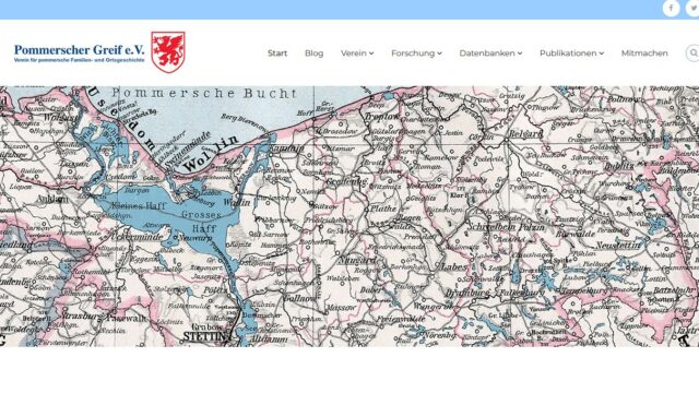 Startseite der Website des Pommerschen Greifs