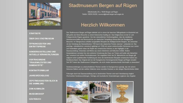 Startseite der Website des Stadtmuseums Bergen