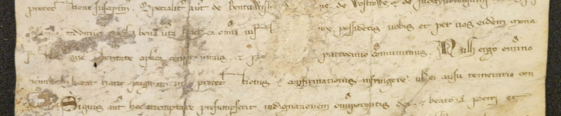 Papsturkunde von Gregor IX. aus dem Jahr 1235 mit päpstlichen Bleisiegel / Foto R. Harlaß